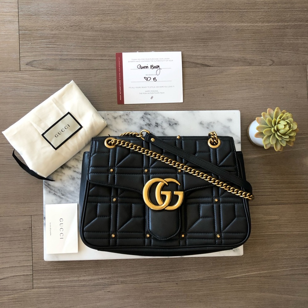 Gucci GG Marmont Flap Studded Matelasse Handbag